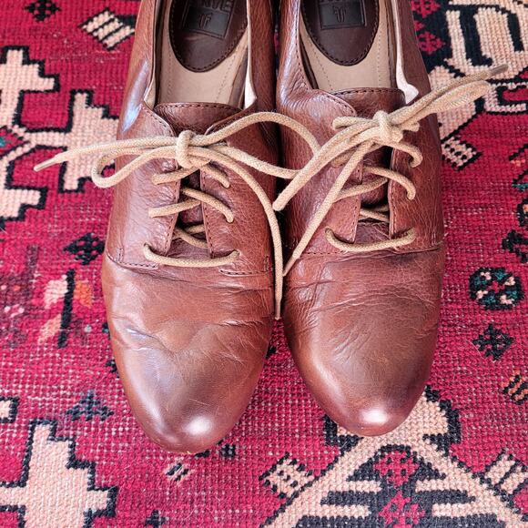 FRYE Oxford Pumps Brown Leather Sz 9 - Picture 5 of 7